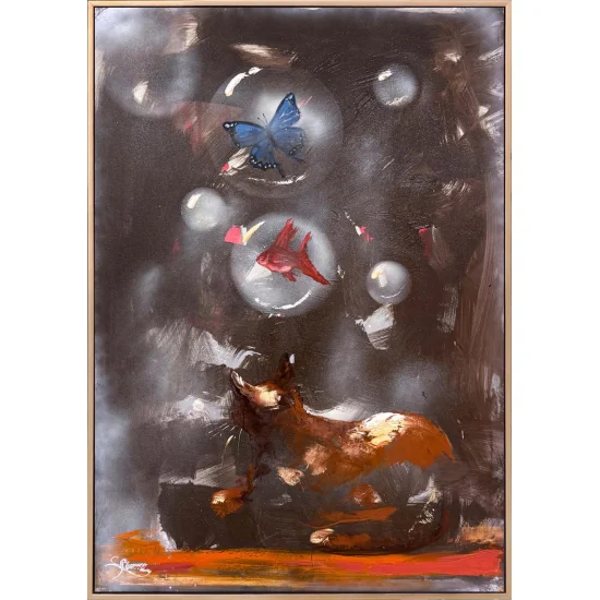 Hayalin Peşinde Kedi Yağlı Boya Tablosu