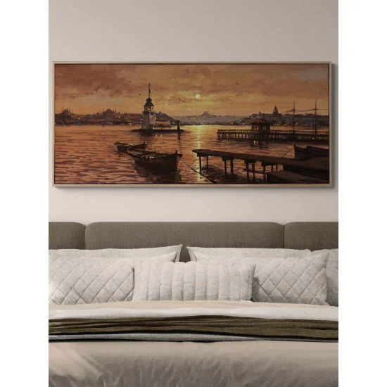 Kız Kulesi’nde Akşam Ezgisi Yağlı Boya Tablosu