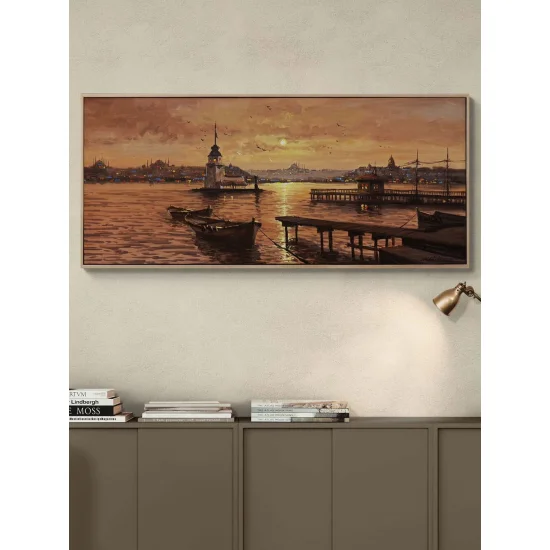 Kız Kulesi’nde Akşam Ezgisi Yağlı Boya Tablosu