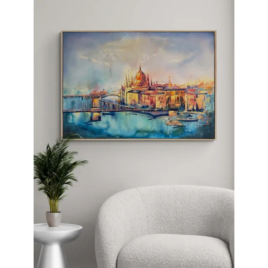 Fırça Darbelerinde Budapeşte Yağlı Boya Tablosu