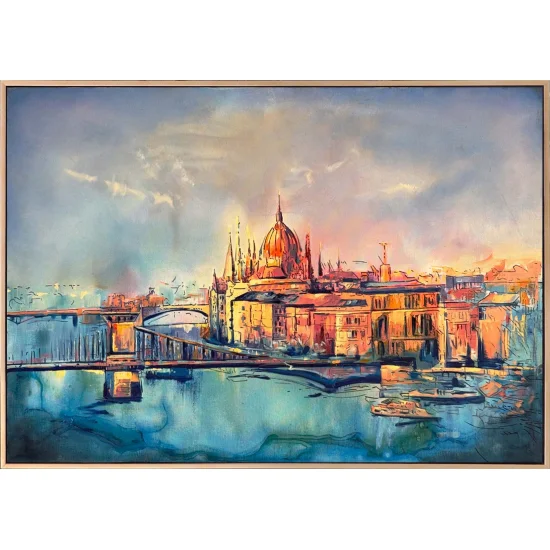 Fırça Darbelerinde Budapeşte Yağlı Boya Tablosu