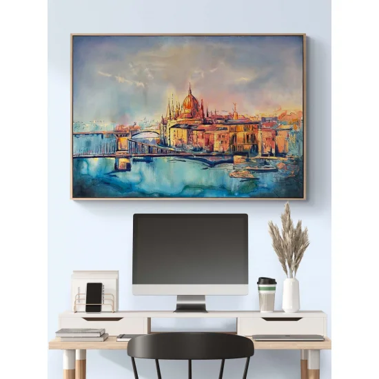 Fırça Darbelerinde Budapeşte Yağlı Boya Tablosu