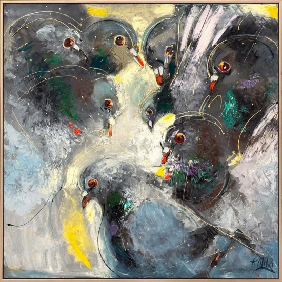 Güvercinlerin Buluşması Yağlı Boya Tablosu