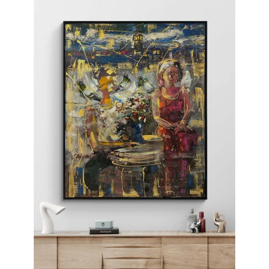 Boğazda Aşkın Silueti Yağlı Boya Tablosu