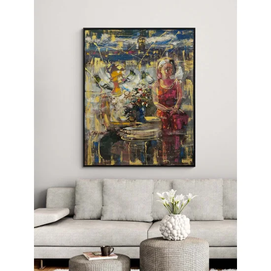 Boğazda Aşkın Silueti Yağlı Boya Tablosu