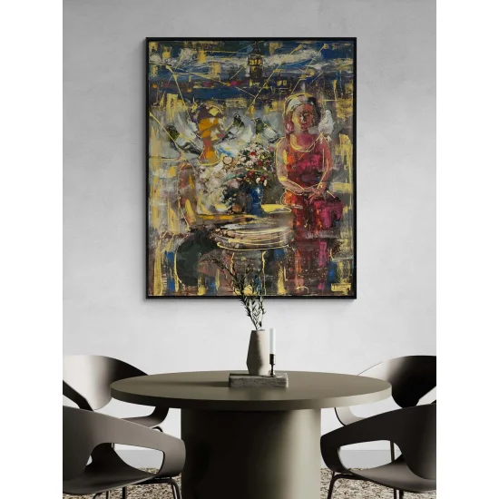 Boğazda Aşkın Silueti Yağlı Boya Tablosu