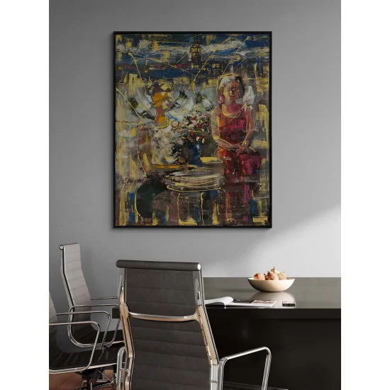 Boğazda Aşkın Silueti Yağlı Boya Tablosu