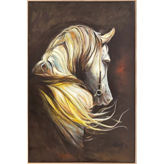 White Horse in Yellow Winds Oil Painting