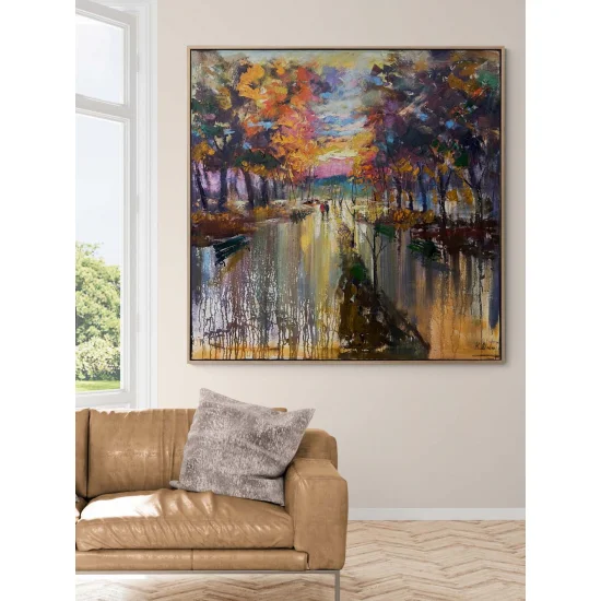 Hand in Hand in Autumn Oil Painting