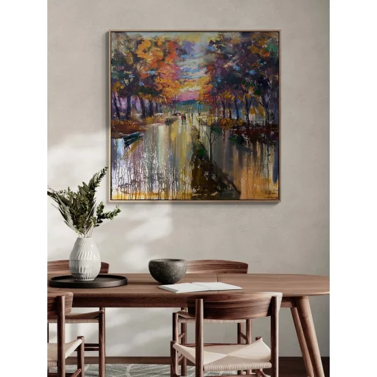 Hand in Hand in Autumn Oil Painting