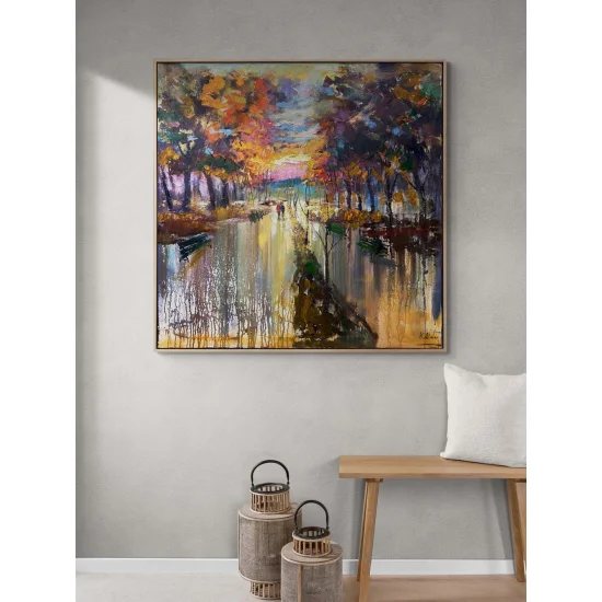 Hand in Hand in Autumn Oil Painting