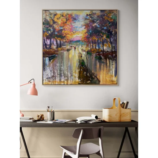 Hand in Hand in Autumn Oil Painting