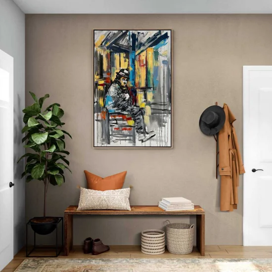 Charlie Chaplinin İfadesi Yağlı Boya Tablosu