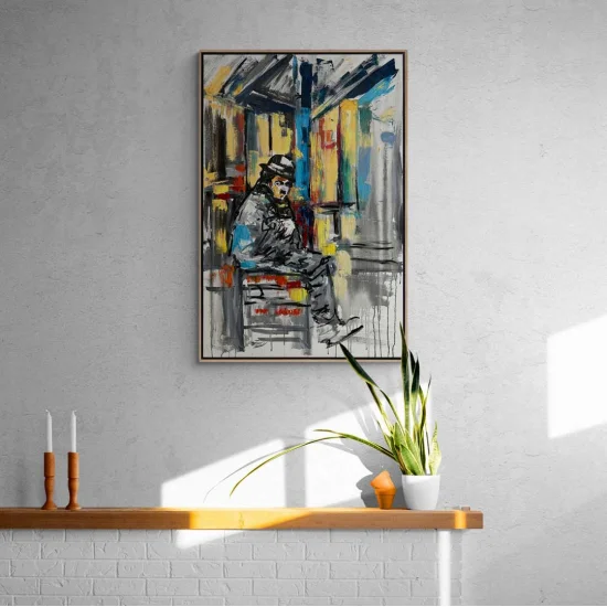 Charlie Chaplinin İfadesi Yağlı Boya Tablosu