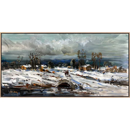 Taş Köprüden Geçerken Yağlı Boya Tablosu