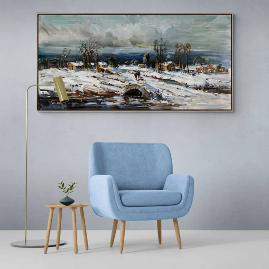 Taş Köprüden Geçerken Yağlı Boya Tablosu