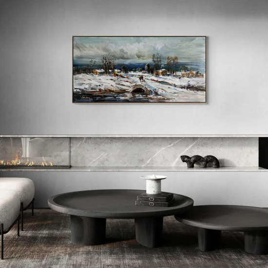 Taş Köprüden Geçerken Yağlı Boya Tablosu