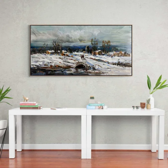 Taş Köprüden Geçerken Yağlı Boya Tablosu