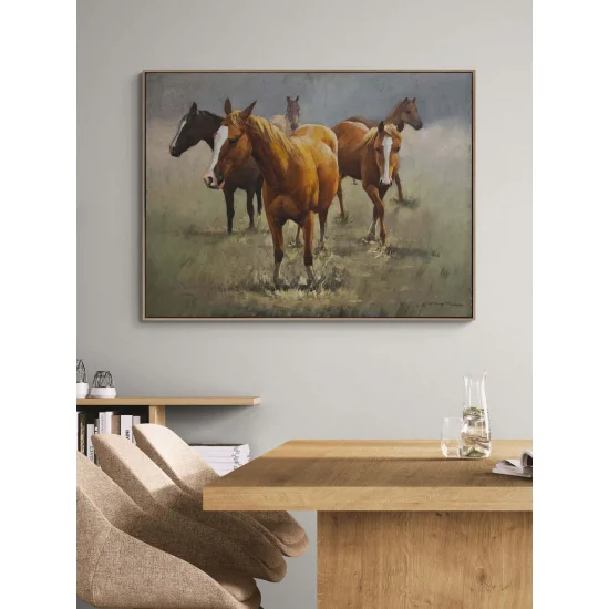 Bozkırın Özgür Atları Yağlı Boya Tablosu