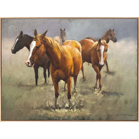 Bozkırın Özgür Atları Yağlı Boya Tablosu