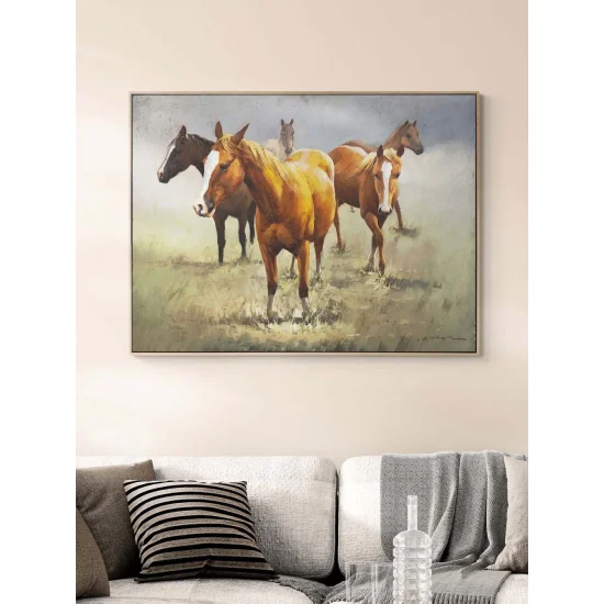 Bozkırın Özgür Atları Yağlı Boya Tablosu