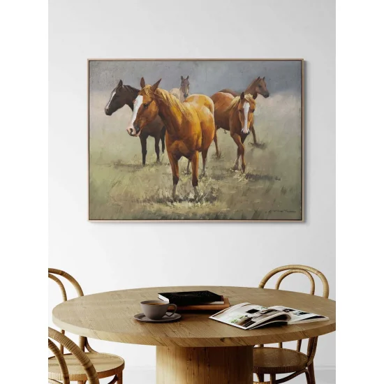 Bozkırın Özgür Atları Yağlı Boya Tablosu