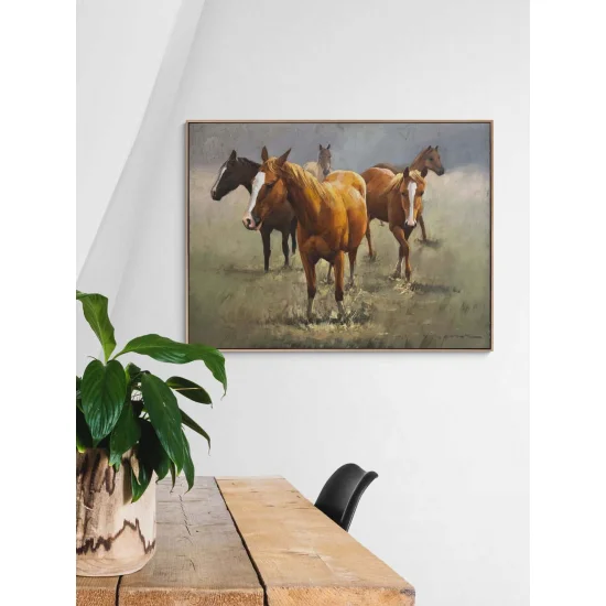 Bozkırın Özgür Atları Yağlı Boya Tablosu