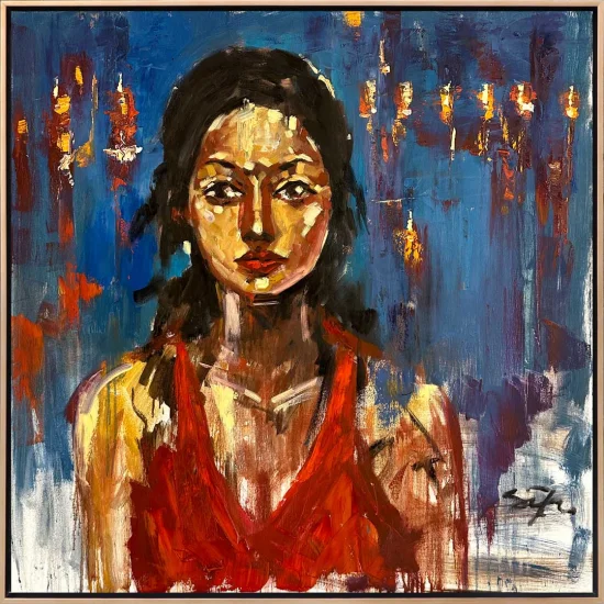 Kırmızı Mavi Yağlı Boya Tablosu