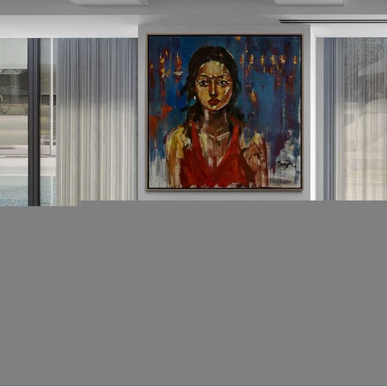 Kırmızı Mavi Yağlı Boya Tablosu