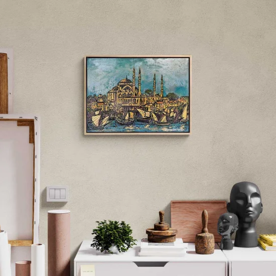 Yeni Cami ve Yelkeniler Yağlı Boya Tablosu