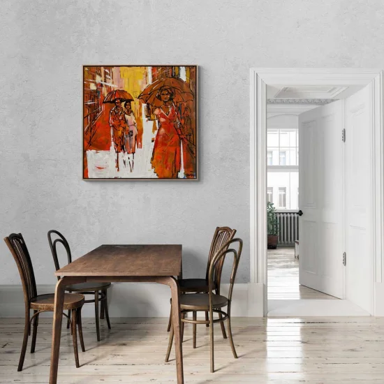 Umbrella Couples Oil Painting