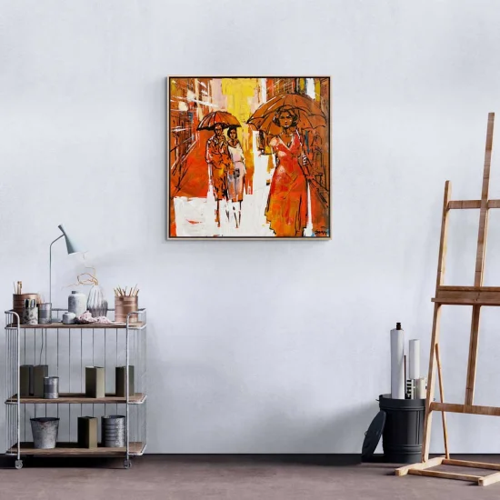 Umbrella Couples Oil Painting