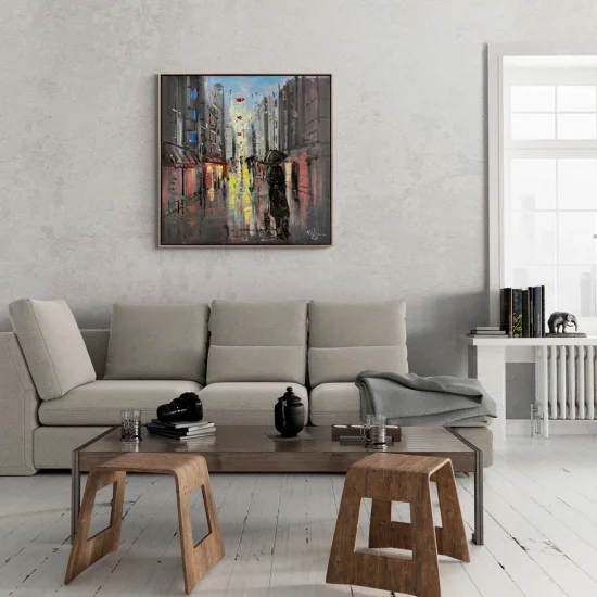 Rain and City Oil Painting