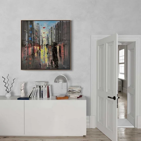 Rain and City Oil Painting