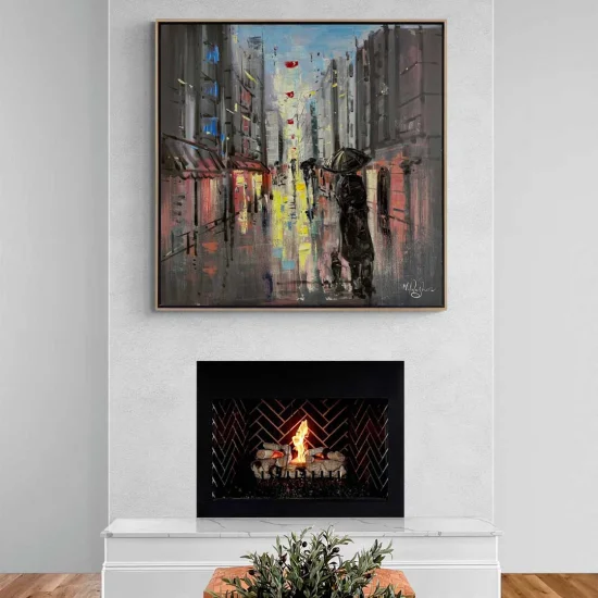 Rain and City Oil Painting