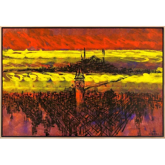 Galatanın Çizgilere Yansıyan Hikayeleri Yağlı Boya Tablosu