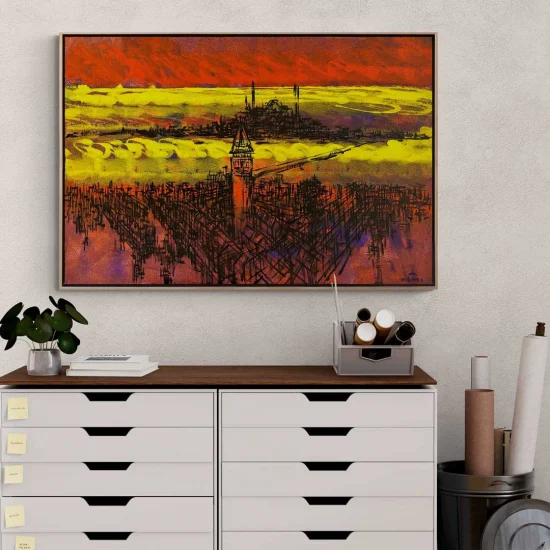 Galatanın Çizgilere Yansıyan Hikayeleri Yağlı Boya Tablosu