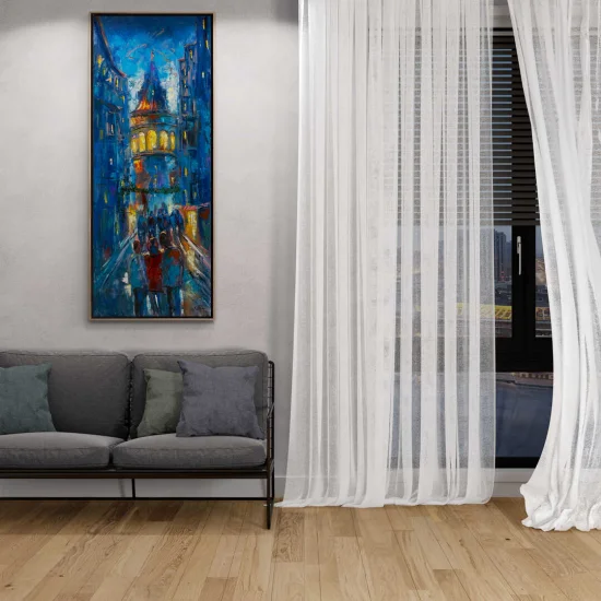 Mavi Rüyaların Sokağı Yağlı Boya Tablosu