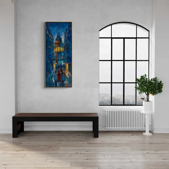 Mavi Rüyaların Sokağı Yağlı Boya Tablosu