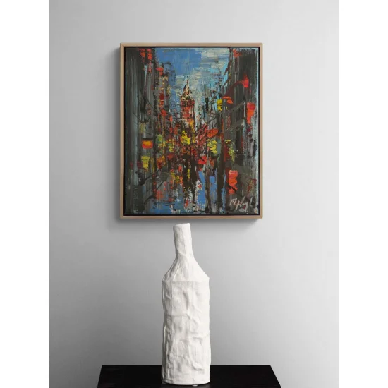 Galata Kulesi Yansıması Yağlı Boya Tablosu