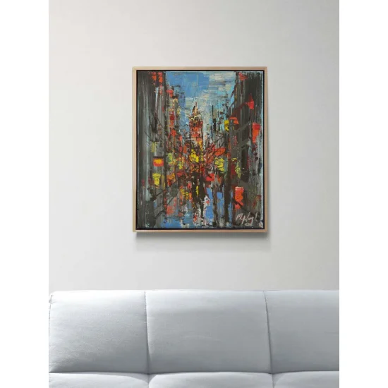 Galata Kulesi Yansıması Yağlı Boya Tablosu