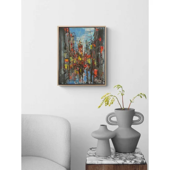 Galata Kulesi Yansıması Yağlı Boya Tablosu