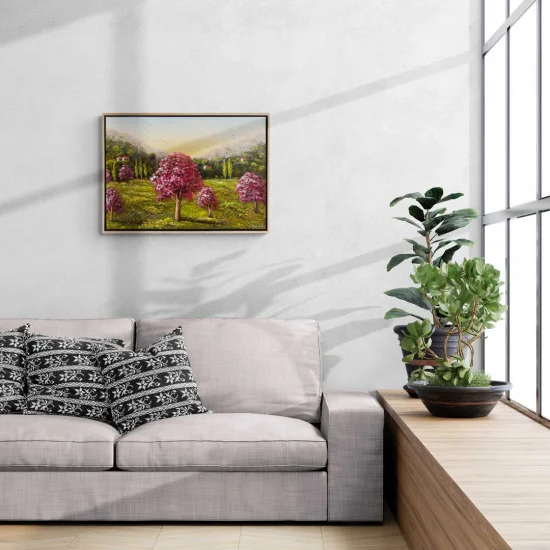 Among Pink Trees Oil Painting | Simurg Art Gallery