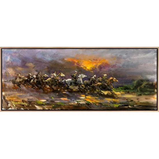 Rüzgarın İzinde Atlılar Yağlı Boya Tablosu