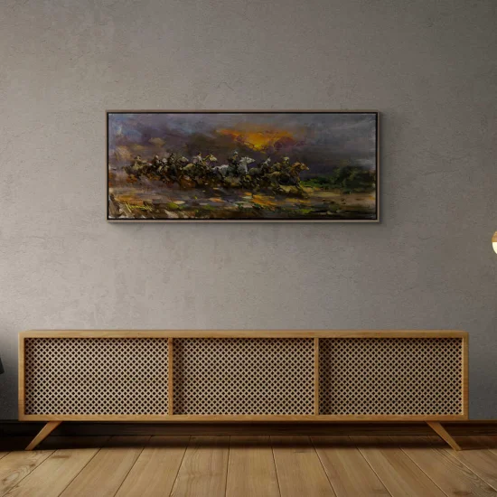 Rüzgarın İzinde Atlılar Yağlı Boya Tablosu