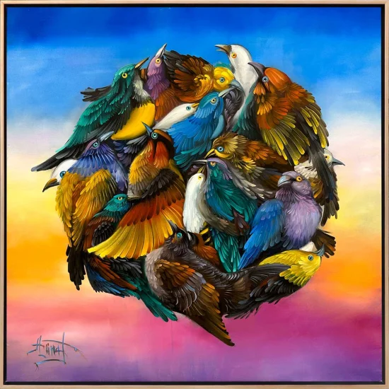 Joyful Song of Birds Oil Painting | Simurg Art Gallery