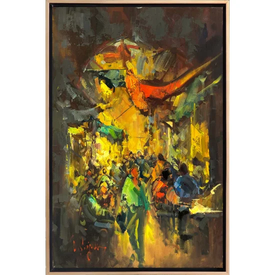 Çarşı İçindeki Hayat Yağlı Boya Tablosu