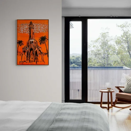 İzmirin Simgesi Saat Kulesi Yağlı Boya Tablosu