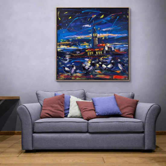 Maidens Tower Oil Painting in Moonlight