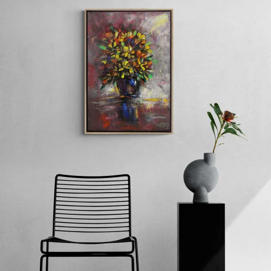 Vazoda Kasımpatılar Yağlı Boya Tablosu